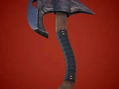 Stylised Medieval Wooden Axe Low-poly 3D model