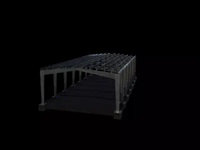 Industrial metal hangar 02 3D model