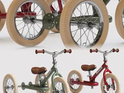 Trybike Tricycle Et Draisienne Acier 2 en 1 Vintag 3D model