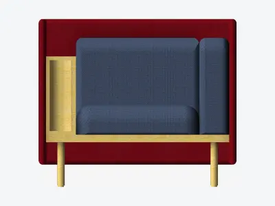 Sofa - Contemporary - Flame - Chair - 90h - Armrest Shelf - Left Low-poly 3D model