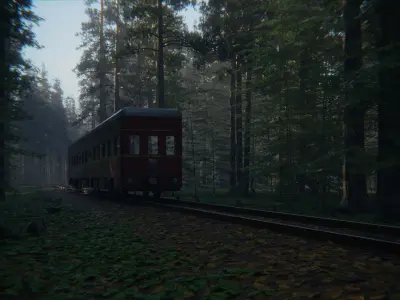 Train Forest 3d Scene 3D model
