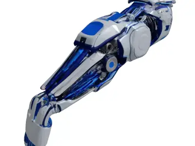 Cybernetic Arm Chrome Blue Wires 3D model