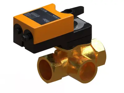 Three way ball valve 3D Model 3D model