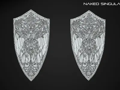 Royal Shield Medieval dark fantasy weapon Low-poly 3D model