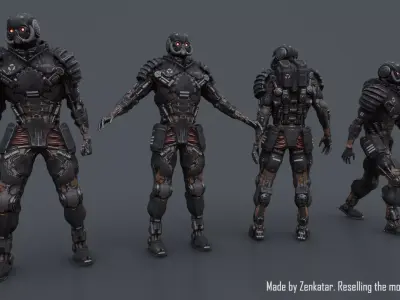 Game-ready Juggernaut Robot Unity Unreal Engine Low-poly 3D model