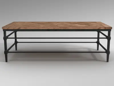 Pottery Barn - Parquet Rectangular Reclaimed Wood Coffee Table 3D model
