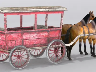 Horse cart Low-poly 3D model order