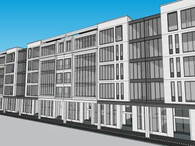 commercial highrise plaza building 3D model