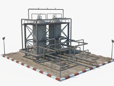 Oil Refinery 1 Low-poly 3D model