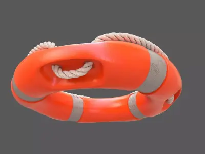 Lifebuoy Life Orange Preserver Low-poly 3D model