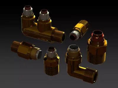 Brass Truck Fittings Set 3D model