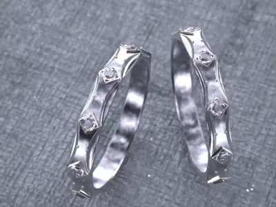 Jewelry ring pave style diamond men industrial 3D print model