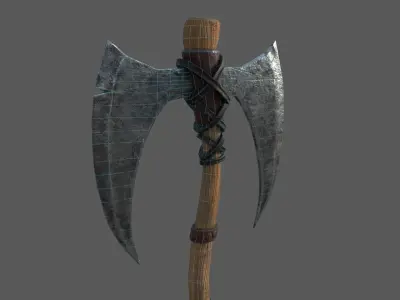 Viking Bearded - Battle Axe - PBR Low-poly 3D model