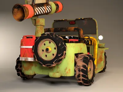 3D jeep Model with Substance painter texturing Low-poly 3D model
