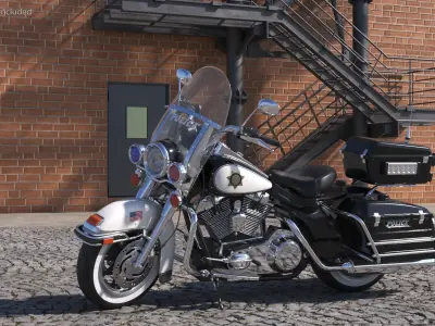 US Sheriff Road King Motorcycle Parked  purchase 3D model