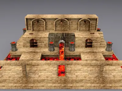 dungeon and temple  Low-poly 3D model