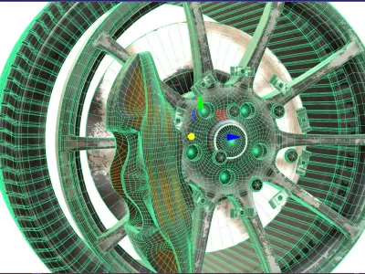 car wheel with dirty tire and ring - Game-Ready - VR AR Low-poly 3D model