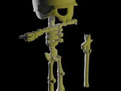Military Skeleton Low-poly 3D model