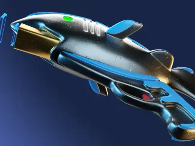 Original cartoon-style pulse gun for games 3D model