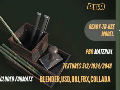 Military pencil holder 3D Low-poly Low-poly 3D model