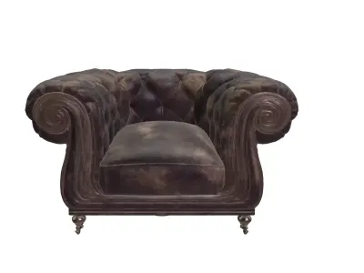 Vintage Tufted Leather Armchair Classic Chesterfield Style 3D model