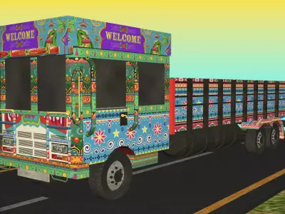 Indian Truck Model Type 1 Low-poly 3D model