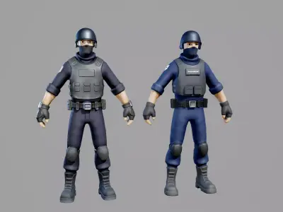 Stylized Tactical Characters Pack Low-poly 3D model