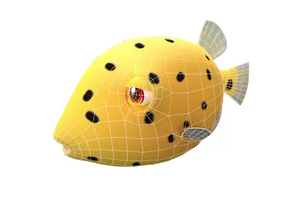 Yellow Box Animated Fish  Low-poly 3D model