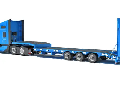 Truck with Platform Trailer 3D model get