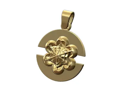 Corolla flower split round pendant with bail 3D print model