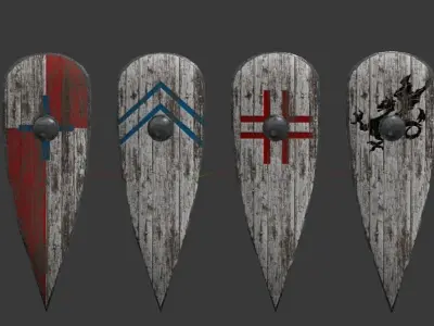 Low Poly Kite Shield Low-poly 3D model