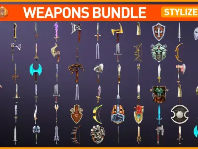 Stylized Weapons Collection Low-poly 3D model