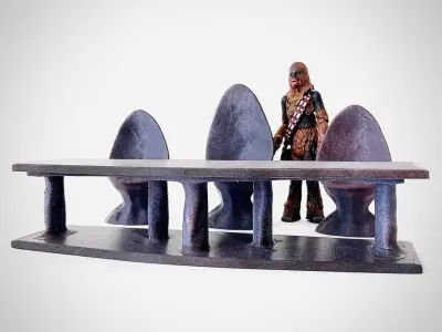Custom Set Courtroom Table and 3x Chairs 3D print model