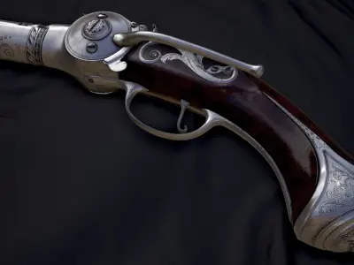 Repeating Flintlock Pistol Low-poly 3D model