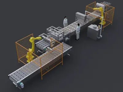 Sandwich Burger Production Line 3D model