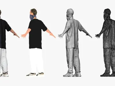 001248 young man in gangster style of wear Low-poly 3D model