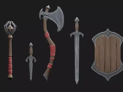 Stylized Weapon Set Low-poly 3D model