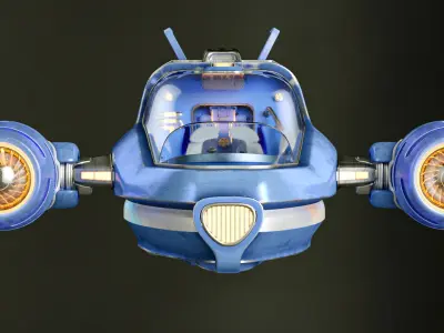 Cute Starship 3D model Low-poly 3D model