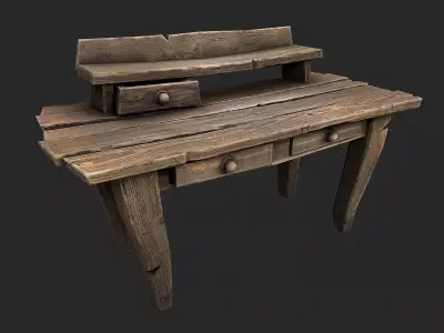 Medieval Lab table Low-poly 3D model