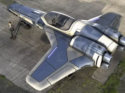 Vanguard Talon - Sci-Fi Single-Seat Fighter - PBR Game Ready Low-poly 3D model