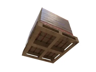 Pallet of bricks shrinkwrapped  Low-poly 3D model