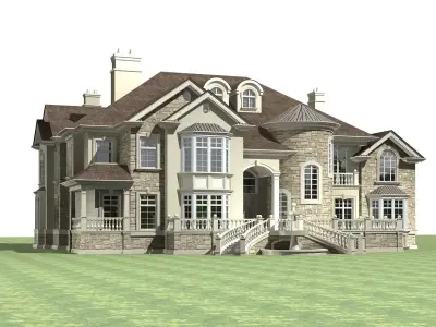 Villa french country house plans 3D model