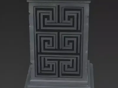 Realistic Ancient Dark Stone Carved Pedestal 3D Model Low-poly 3D model