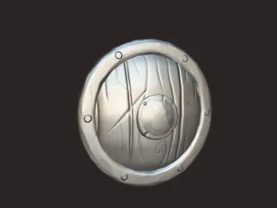 Wooden Shield Low-poly 3D model 20