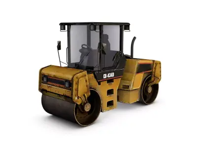 Asphalt Road Roller Low-poly 3D model
