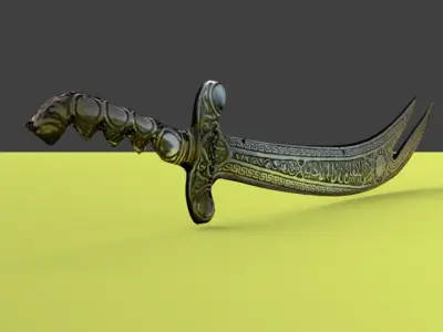 Low Poly Arabic Islamic Religious Shia Sword Zulfiqar Low-poly 3D model