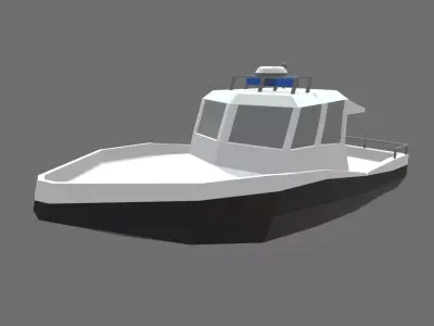 Low Poly Police Boat 01 Low-poly 3D model