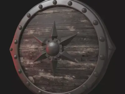 Medieval wooden Shield 3D model  Low-poly 3D model