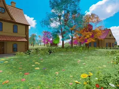 Whimsical Village Landscape 3D model
