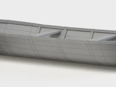 Wooden boat Low-poly 3D model